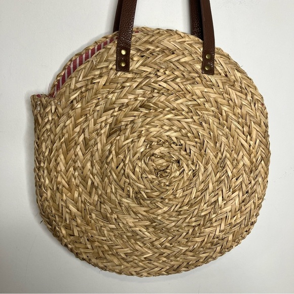 Joules Modena natural raffia round summer bag shoulder bag - Picture 3 of 12